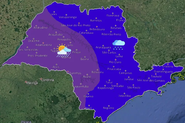 Marília e região devem ter mais dias nublados e chuva