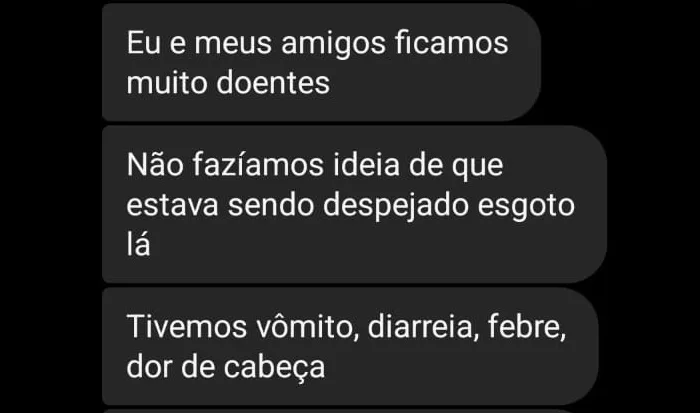 Moradora relata contaminação em cachoeira com esgoto