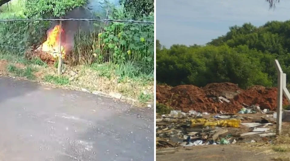 Moradores em dois bairros de Marília flagraram nesta terça-feira casos com fogo e mato e despejo irregular de entulho