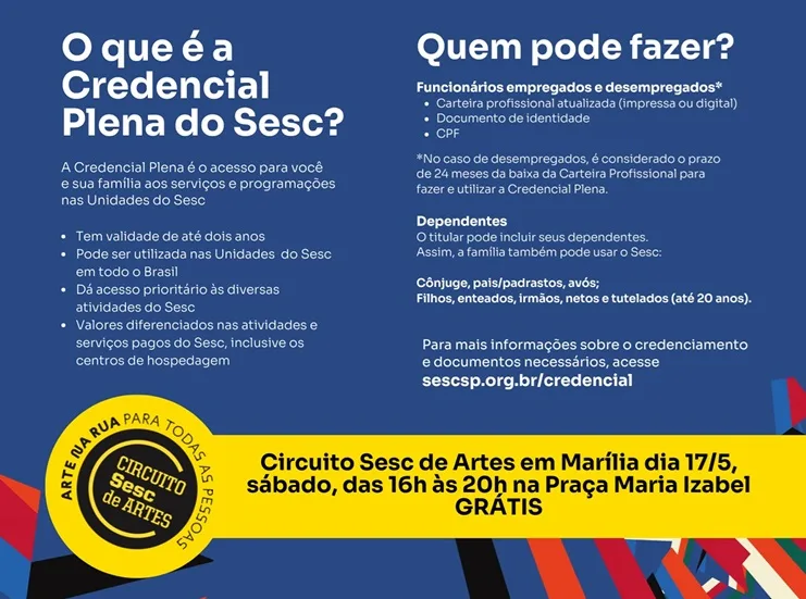 Sesc traz equipe a Marília para credencial gratuita de novos sócios