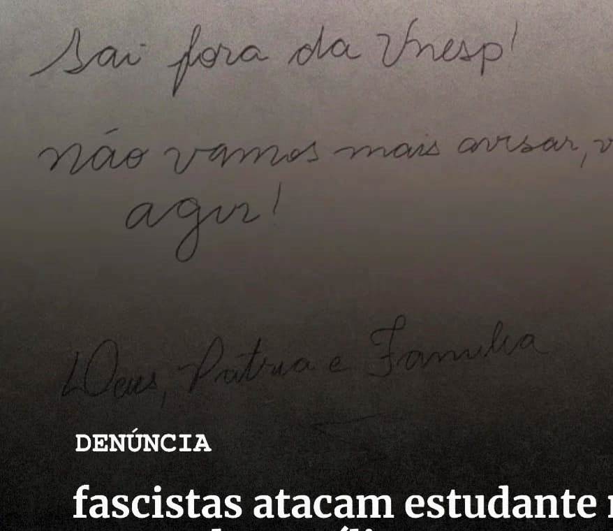Pichação na Unesp faz ameaças a aluno