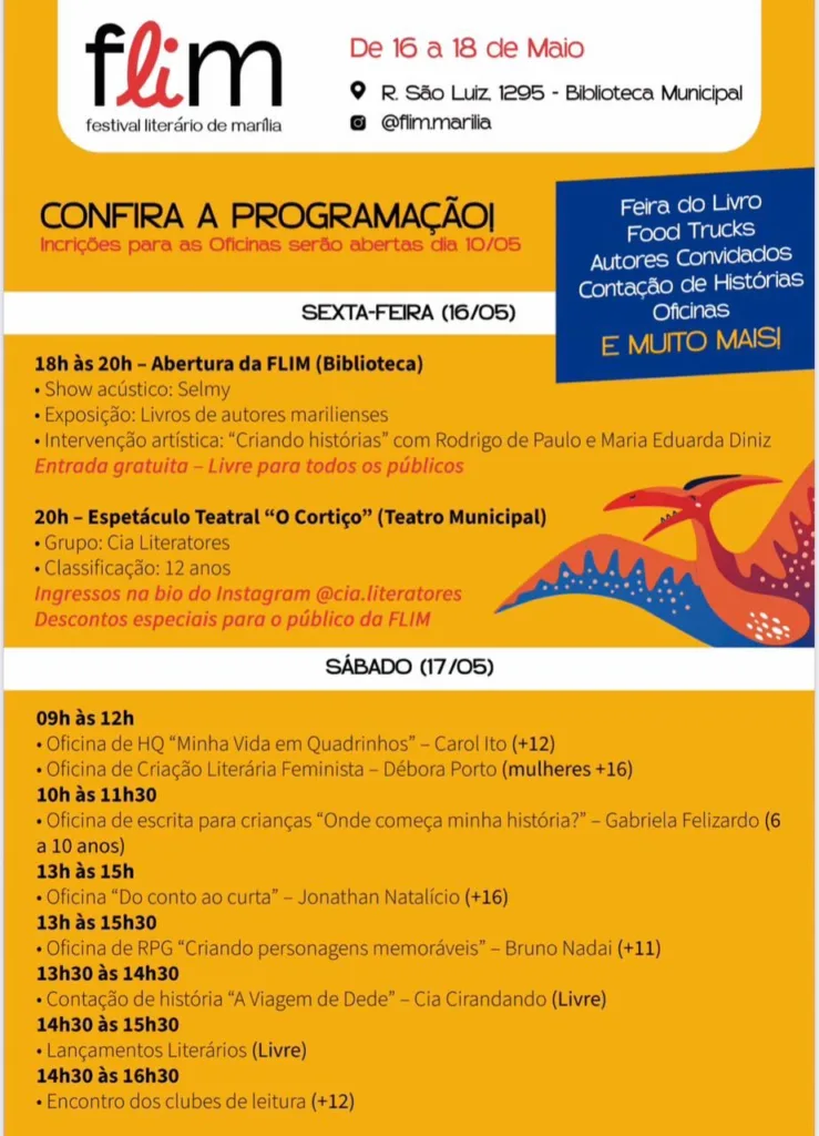 Festival Literário de Marília começa com estudantes e espera comunidade