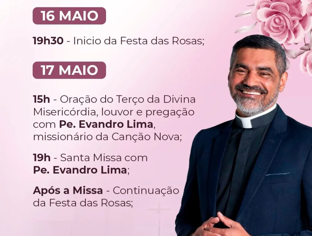 Festa das Rosas terá missionário da Canção Nova e lazer em Marília