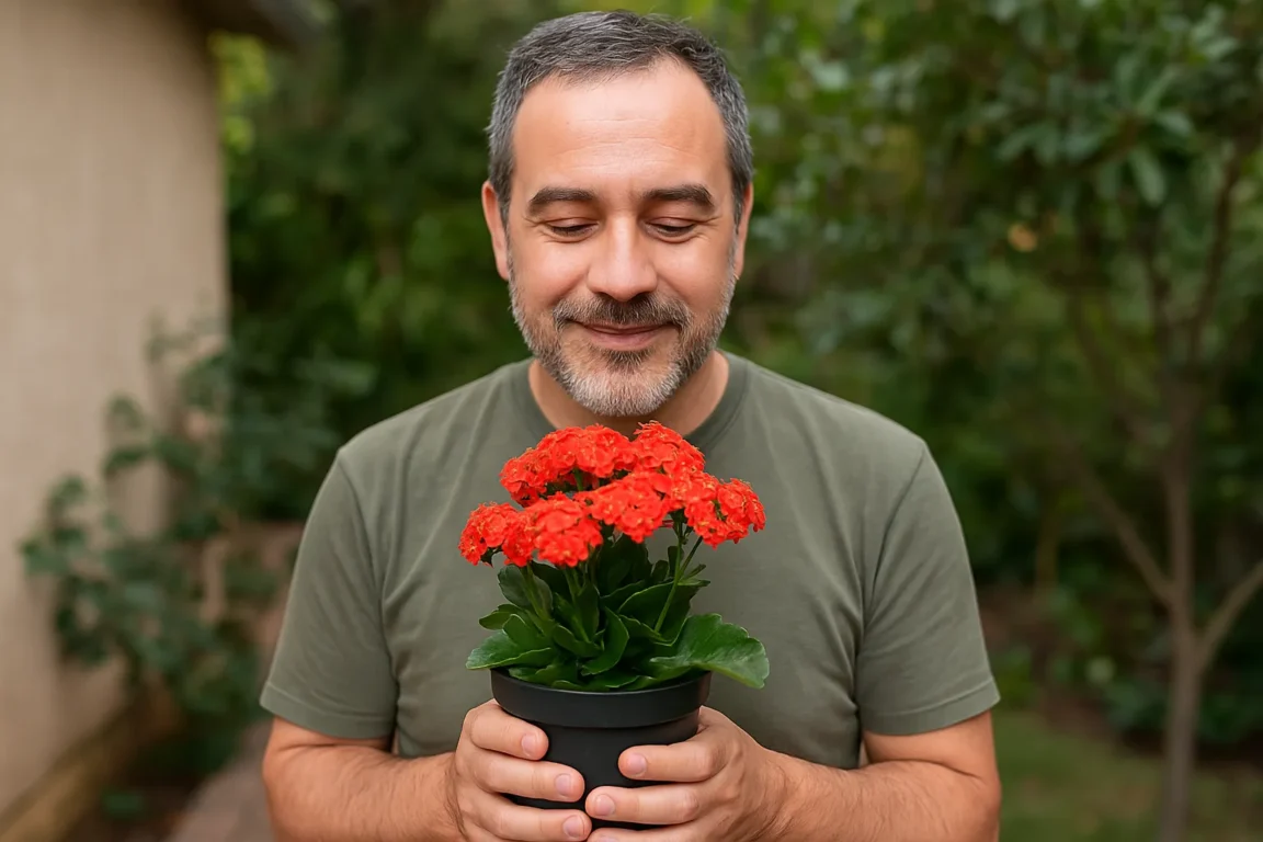 A kalanchoe tava toda tímida, mas bastou um corte certo pra ela explodir de flor