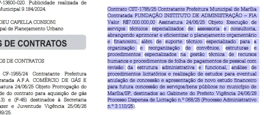 Marília contrata FIA em apoio à gestão e até anulação de concessões