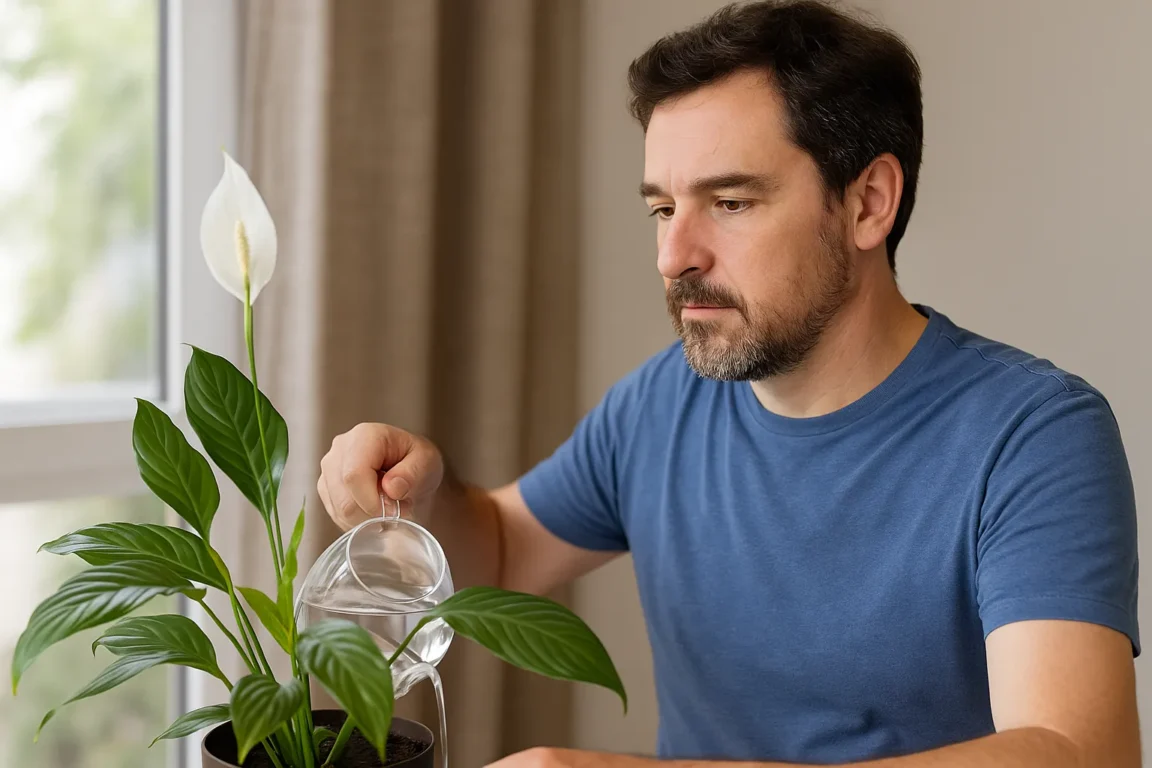 Meu lírio-da-paz parou de florir e achei que era falta de luz, mas o erro estava na rega