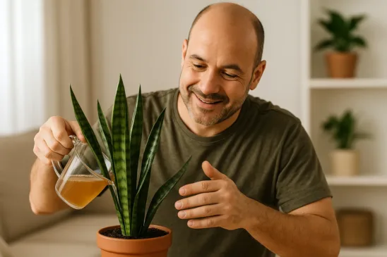 O que acontece quando você rega a espada-de-são-jorge com chá de casca de banana