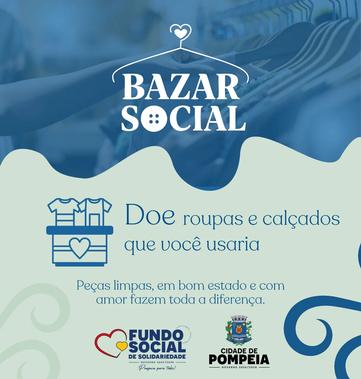 Bazar Social arrecada roupas e mais para famílias em Pompéia Bazar Social arrecada roupas e mais para famílias em Pompéia