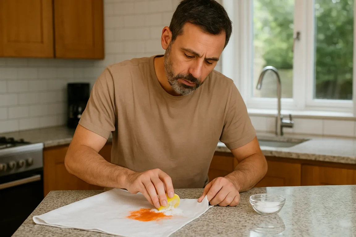 A técnica mais fácil de remover mancha de molho vermelho do pano de prato