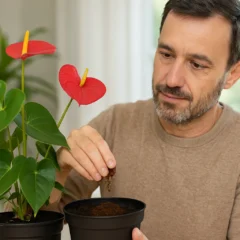 Borra de café no antúrio - o truque que faz a planta florescer por mais tempo