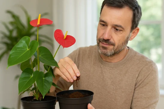 Borra de café no antúrio - o truque que faz a planta florescer por mais tempo