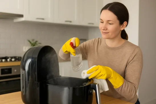 Como limpar air fryer sem esfregar usando vapor de vinagre