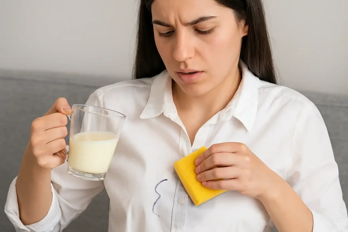 Como tirar mancha de caneta da roupa com leite quente e detergente