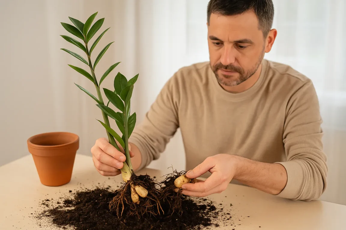 Como tirar mudas de zamioculca pelos rizomas da planta