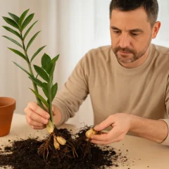 Como tirar mudas de zamioculca pelos rizomas da planta