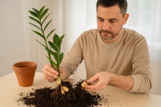 Como tirar mudas de zamioculca pelos rizomas da planta