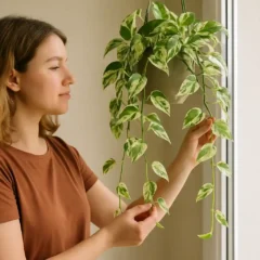 Planta variegada tipo jiboia cresce como cascata e é fácil de cuidar