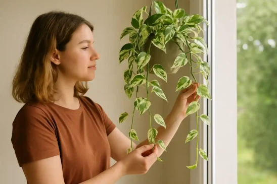 Planta variegada tipo jiboia cresce como cascata e é fácil de cuidar