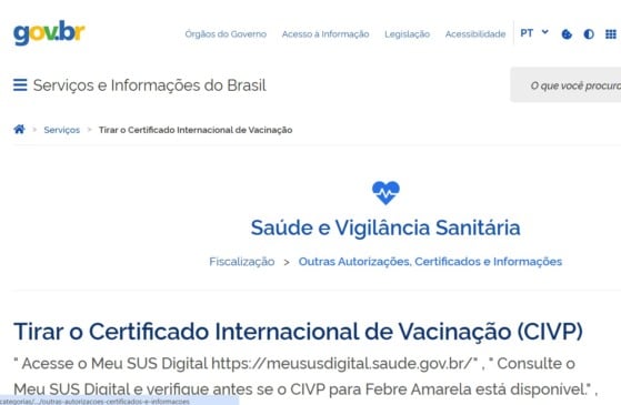Saúde faz alerta de golpe com certificado de vacinação para febre amarela
