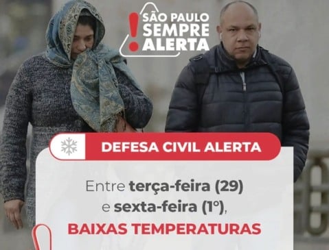 Defesa Civil projeta frio intenso em Marília com alerta até sexta-feira