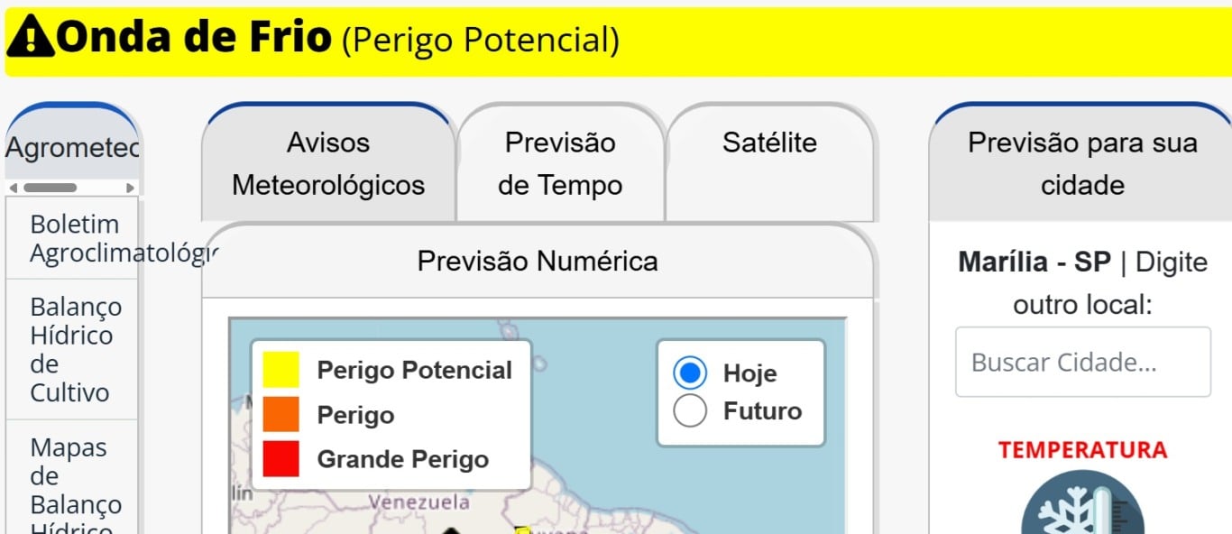 Inmet mostra avanço de onda de frio; veja previsões