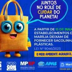 Em contagem regressiva para o fim as sacolas descartáveis, campanha em Marília une serviços públicos e varejo por modelos retornáveis.