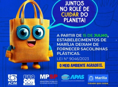Em contagem regressiva para o fim as sacolas descartáveis, campanha em Marília une serviços públicos e varejo por modelos retornáveis.
