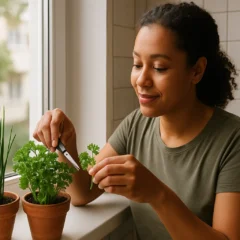 Cheiro-verde fresquinho fiz uma mini horta na janela e nunca mais precisei comprar