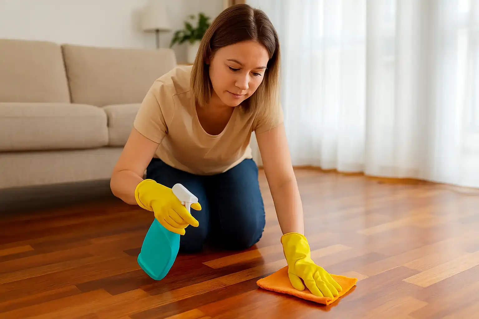 Conserve o brilho do piso da sala em 6 passos