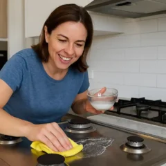 Misturinha com açúcar e vinagre limpa fogão de inox sem arranhar