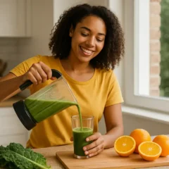 Suco de laranja com couve para fortalecer a imunidade