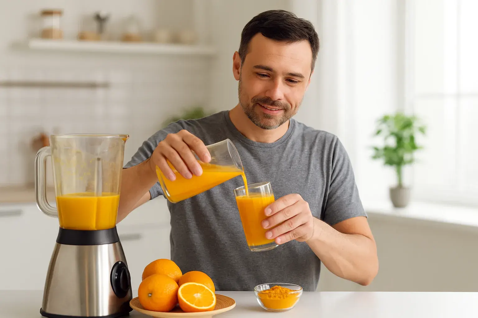 Suco de laranja com cúrcuma fortalece a imunidade