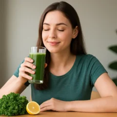 Suco verde de couve e limão que desintoxica e dá energia