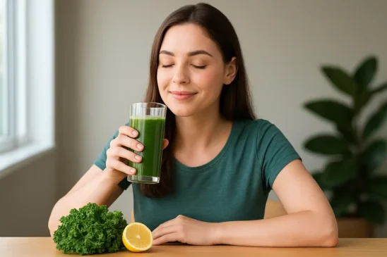 Suco verde de couve e limão que desintoxica e dá energia