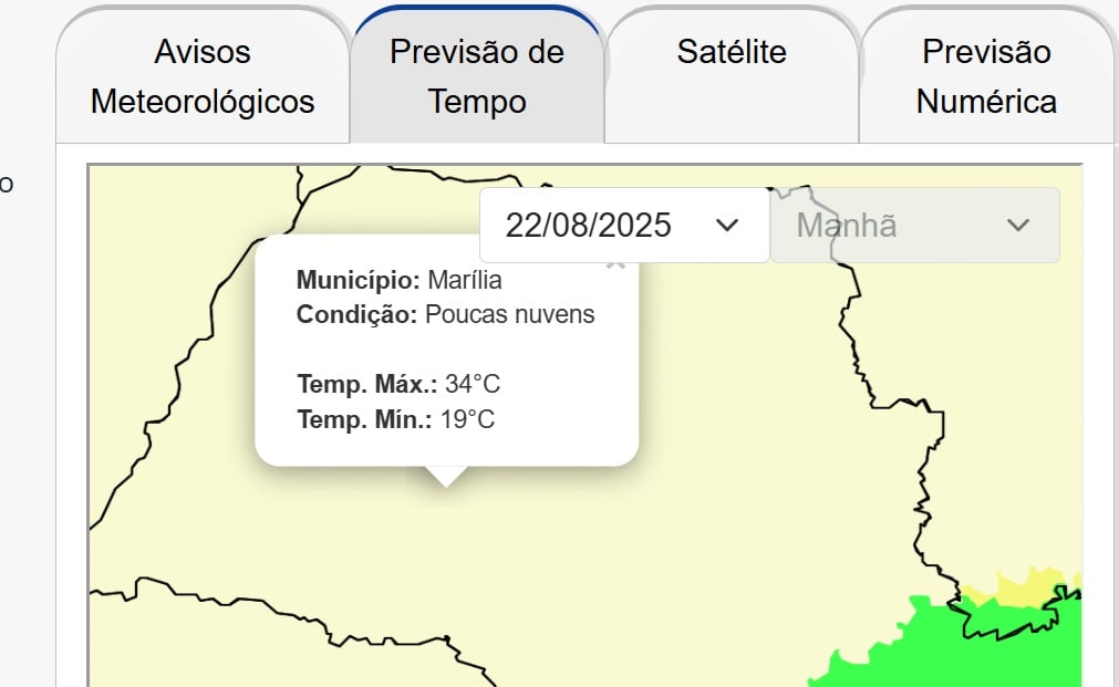 Marília e região vão do alerta de chuvas a tempo seco e 34º com veranico