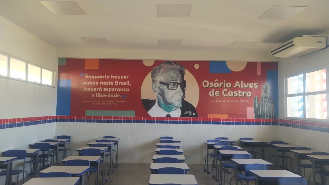Murais para Osório Alves, escritor em Marília, inspiram estudantes na Bahia