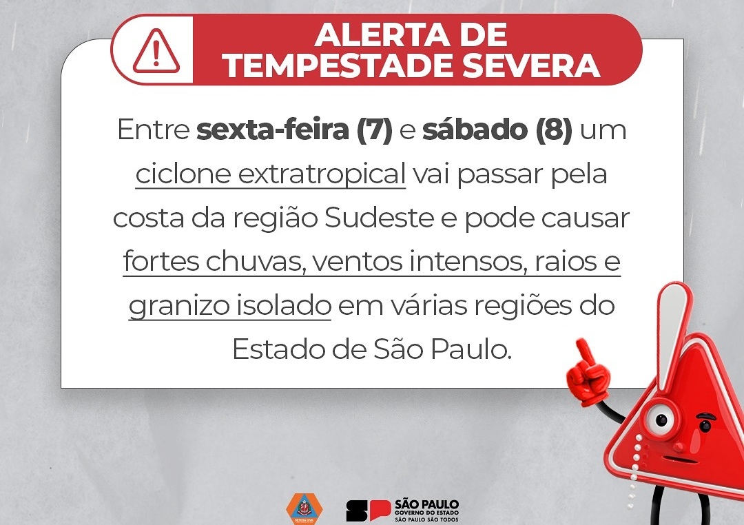 Defesa Civil faz alerta para ventos de até 95km/h em Marília e região