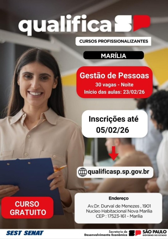 Marília recebe duas turmas em cursos profissionais gratuitos do Qualifica SP