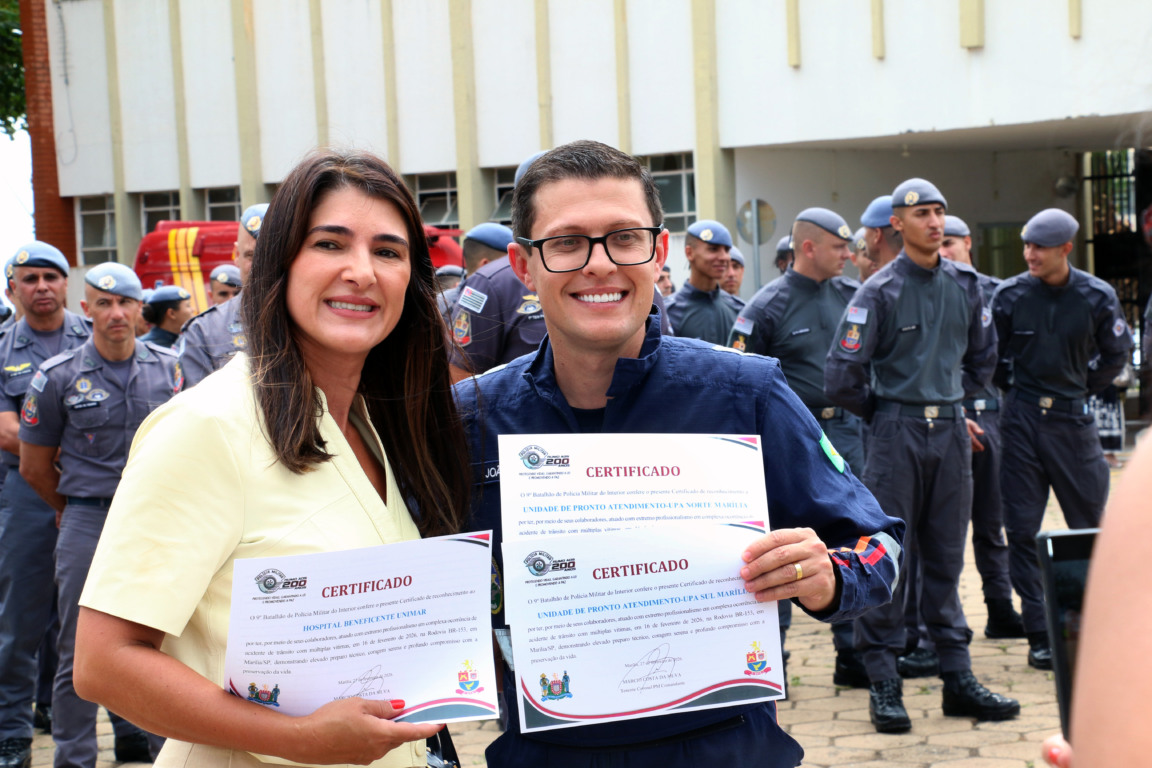 Hospital Beneficente Unimar e UPAs Sul e Norte são homenageados pelo 9º BPM/I 