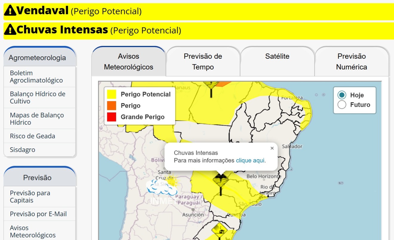 Inmet e Defesa civil fazem alerta de chuvas, vento e frio para Marília e região