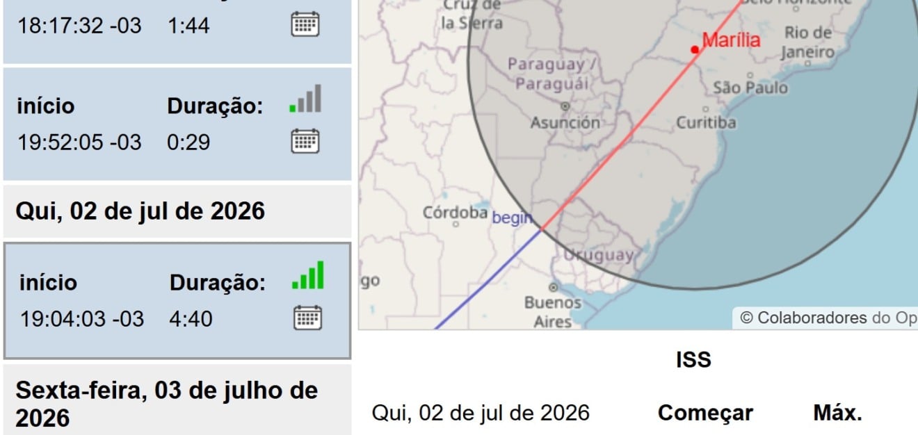 Marília deve ter espetáculo no espaço com passagem da Estação Espacial